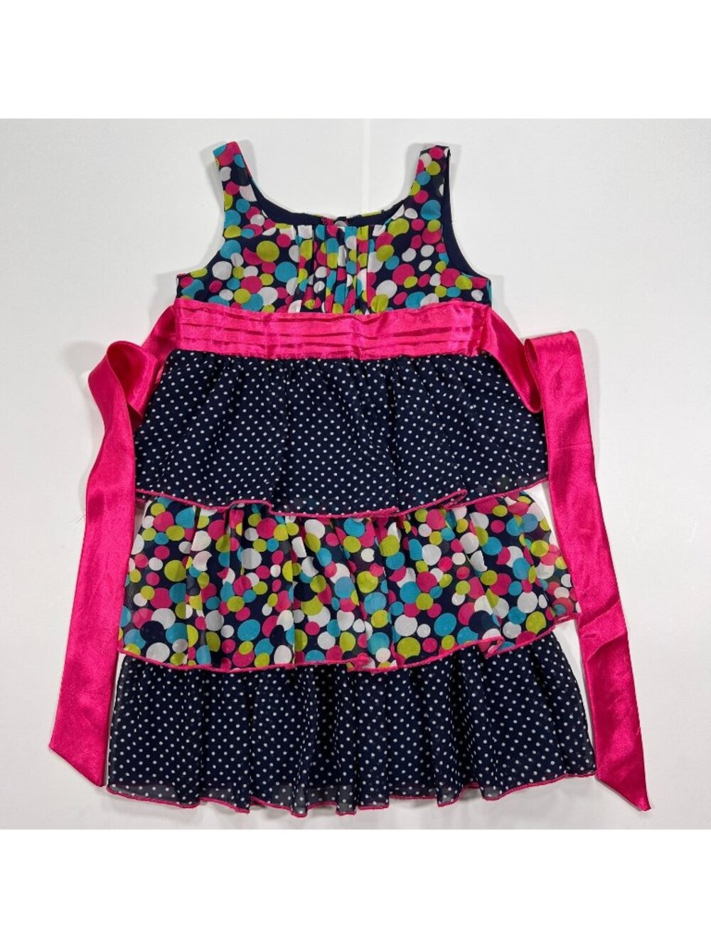 Sweet Heart Rose x Dollie & Me Dress 4 Blue Polka Dot Polyester Tiered